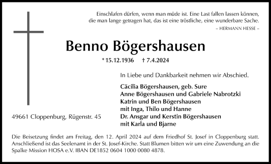 Anzeige von Benno Bögershausen von OM-Medien