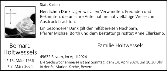 Anzeige von Bernard Holtwessels von OM-Medien