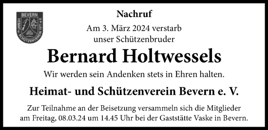 Anzeige von Bernard Holtwessels von OM-Medien