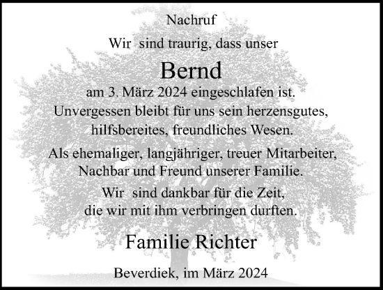 Anzeige von Bernd Holtwessels von OM-Medien