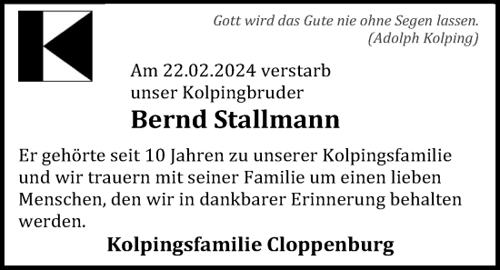 Anzeige von Bernd Stallmann von OM-Medien