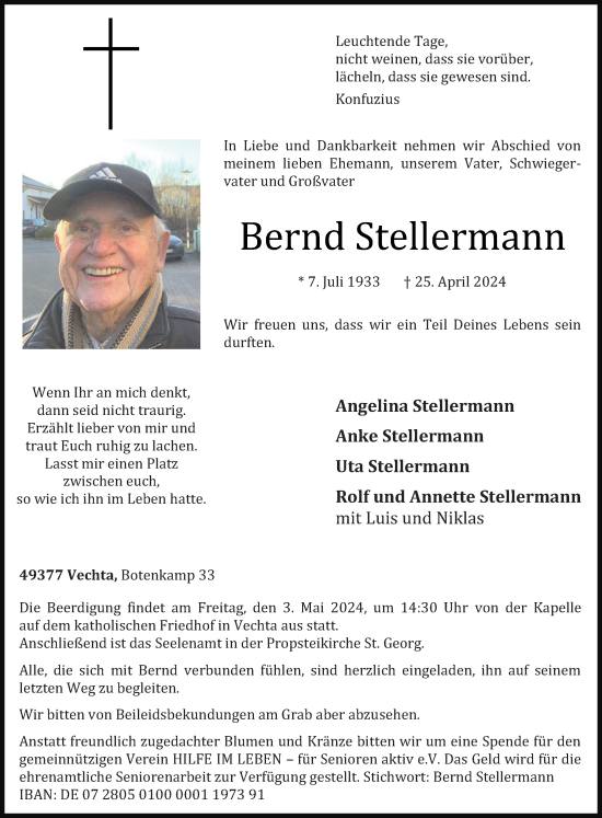 Anzeige von Bernd Stellermann von OM-Medien