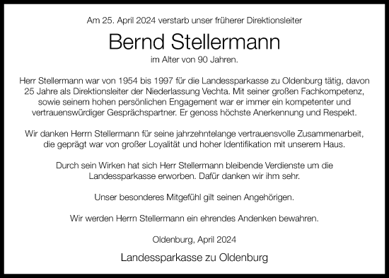 Anzeige von Bernd Stellermann von OM-Medien
