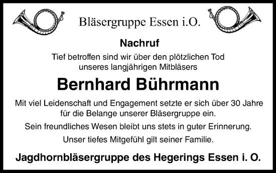 Anzeige von Bernhard Bührmann von OM-Medien