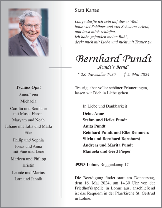 Anzeige von Bernhard Pundt von OM-Medien