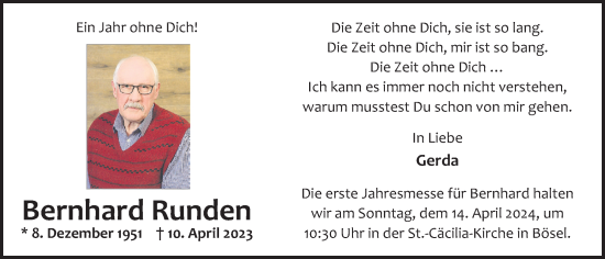 Anzeige von Bernhard Runden von OM-Medien