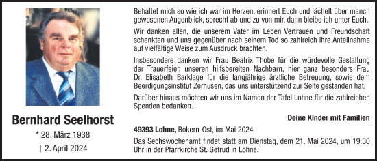 Anzeige von Bernhard Seelhorst von OM-Medien