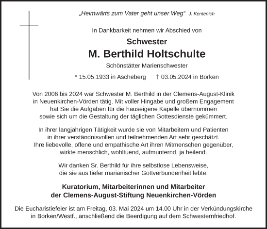 Anzeige von Berthild Holtschulte von OM-Medien