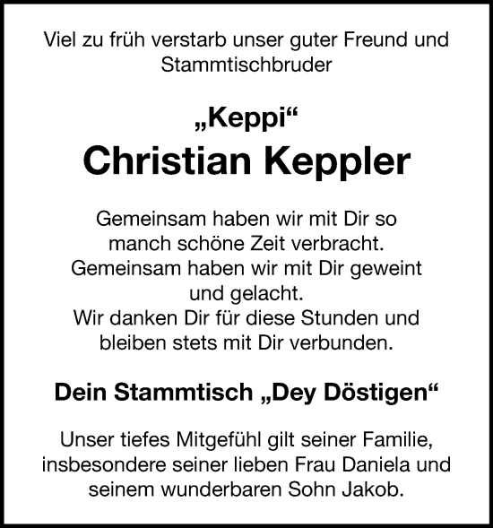 Anzeige von Christian Keppler von OM-Medien