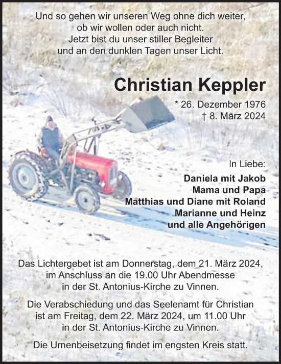 Anzeige von Christian Keppler von OM-Medien