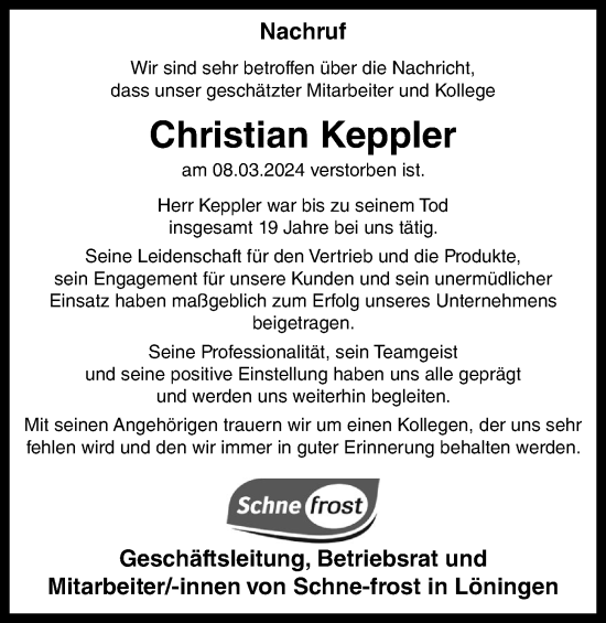 Anzeige von Christian Keppler von OM-Medien