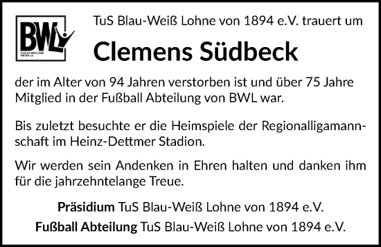Anzeige von Clemens Südbeck von OM-Medien