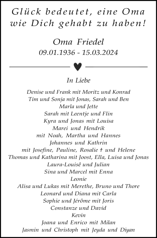 Anzeige von Elfriede Michalowski von OM-Medien