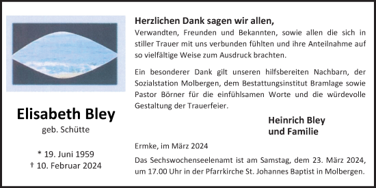 Anzeige von Elisabeth Bley von OM-Medien