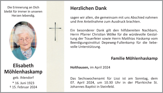 Anzeige von Elisabeth Möhlenhaskamp von OM-Medien