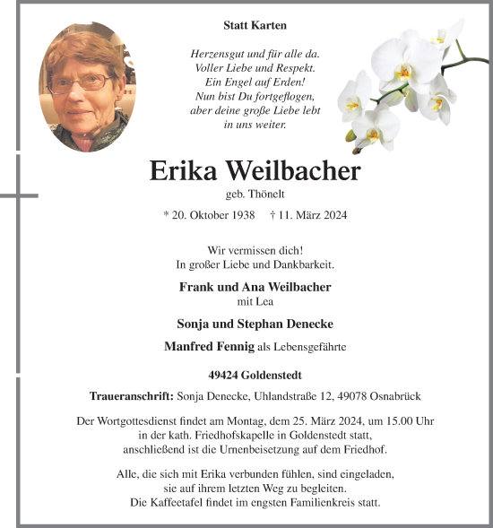 Anzeige von Erika Weilbacher von OM-Medien