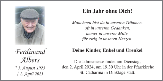 Anzeige von Ferdinand Albers von OM-Medien