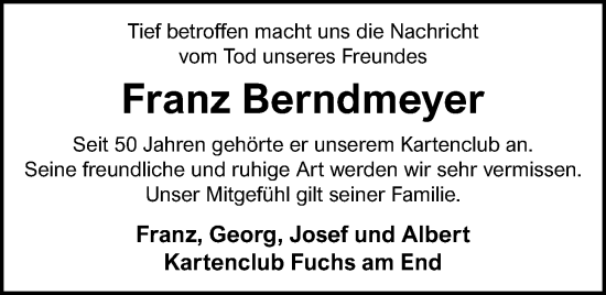 Anzeige von Franz Berndmeyer von OM-Medien