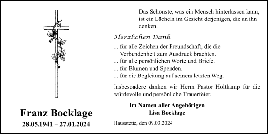 Anzeige von Franz Bocklage von OM-Medien