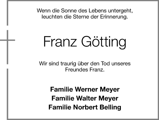 Anzeige von Franz Götting von OM-Medien
