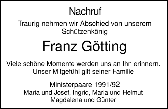 Anzeige von Franz Götting von OM-Medien