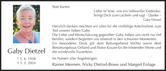 Anzeige von Gaby Dietzel von OM-Medien