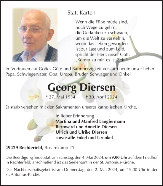 Anzeige von Georg Diersen von OM-Medien