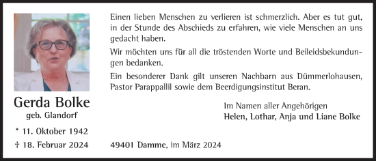 Anzeige von Gerda Bolke von OM-Medien