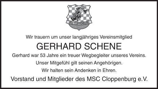 Anzeige von Gerhard Schene von OM-Medien