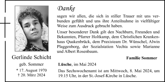 Anzeige von Gerlinde Schicht von OM-Medien