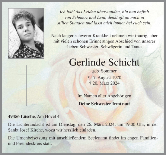 Anzeige von Gerlinde Schicht von OM-Medien