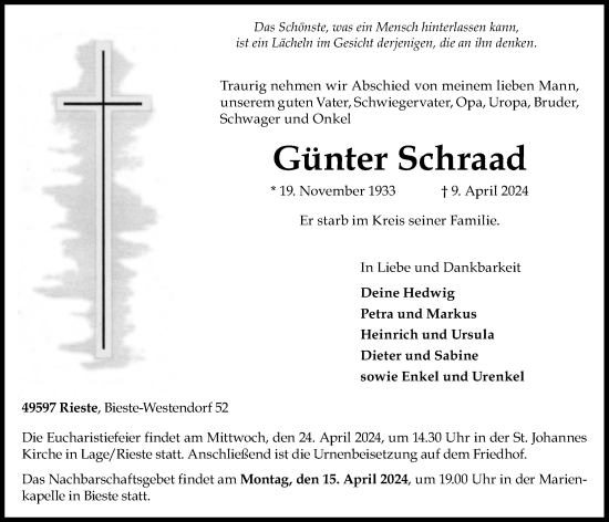 Anzeige von Günter Schraad von OM-Medien