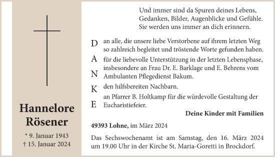 Anzeige von Hannelore Rösener von OM-Medien