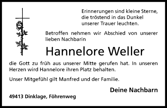 Anzeige von Hannelore Weller von OM-Medien