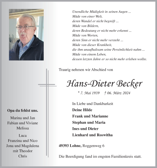 Anzeige von Hans-Dieter Becker von OM-Medien