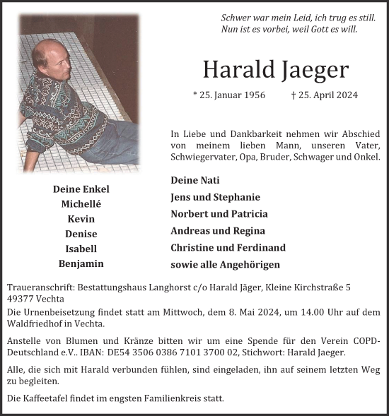 Anzeige von Harald Jaeger von OM-Medien