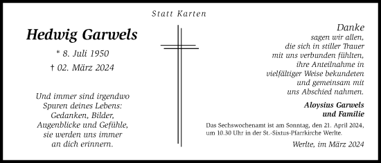 Anzeige von Hedwig Garwels von OM-Medien
