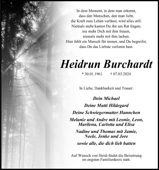 Anzeige von Heidrun Burchardt von OM-Medien
