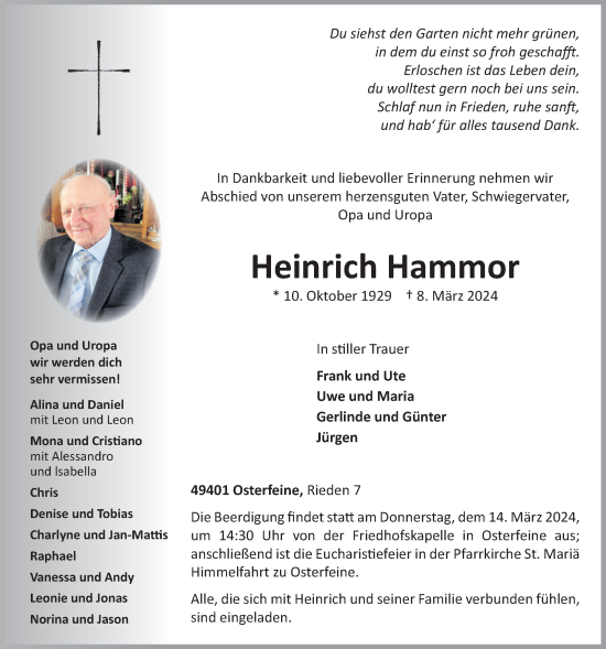 Anzeige von Heinrich Hammor von OM-Medien