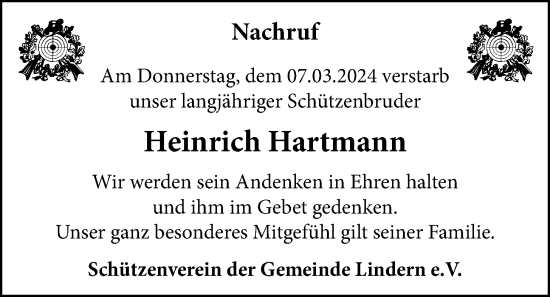 Anzeige von Heinrich Hartmann von OM-Medien
