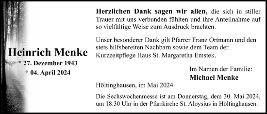 Anzeige von Heinrich Menke von OM-Medien