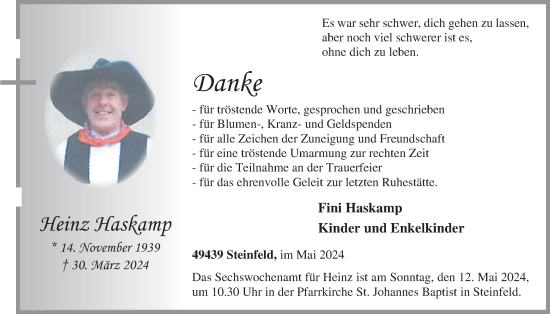 Anzeige von Heinz Haskamp von OM-Medien