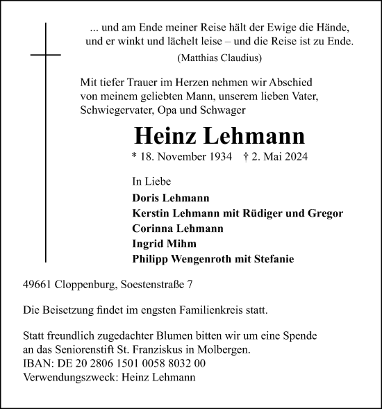 Anzeige von Heinz Lehmann von OM-Medien