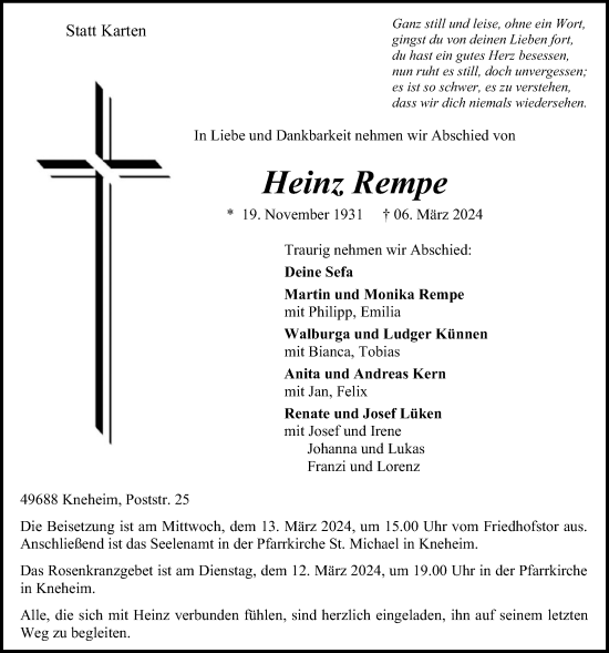 Anzeige von Heinz Rempe von OM-Medien