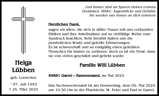 Anzeige von Helga Lübben von OM-Medien