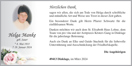 Anzeige von Helga Manke von OM-Medien