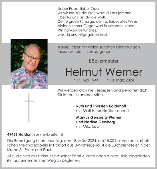 Anzeige von Helmut Werner von OM-Medien