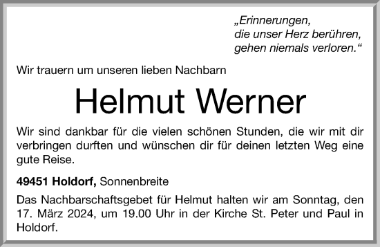 Anzeige von Helmut Werner von OM-Medien