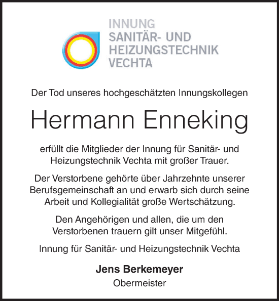 Anzeige von Hermann Enneking von OM-Medien