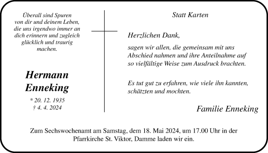 Anzeige von Hermann Enneking von OM-Medien